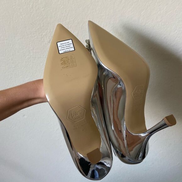 Nalebe Lirum By Amina Means Mirror Silver Pumps Crystals Size 7 - Picture 15 of 15